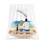 Personalised Rainbow Pet and Couple Back View Soft Blanket with Name Pet Memorial Gift for Pet Lover