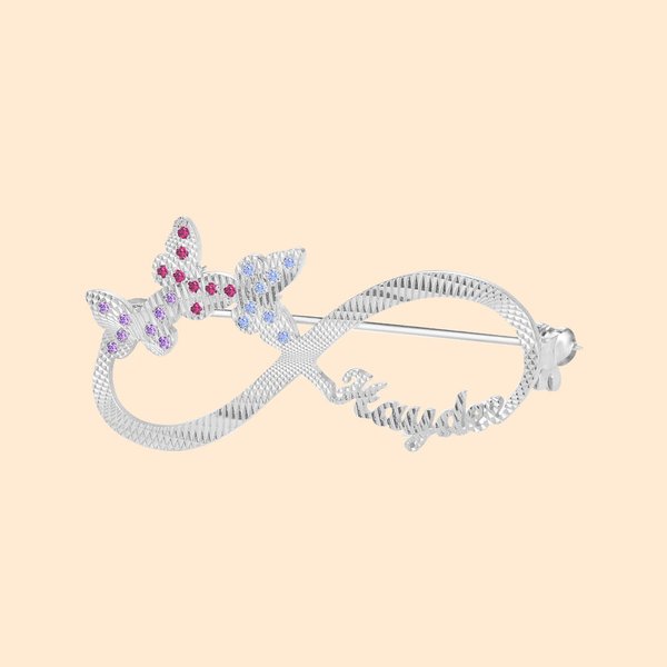 Aangepaste naam vlinder oneindigheid Broche Pin