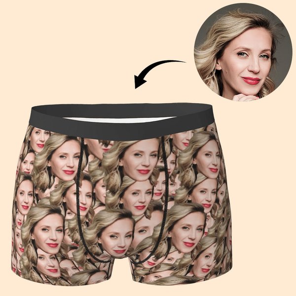 Give Him A Naughty Surprise - Personalised Face Photo Men's Underwear Boxer Brief