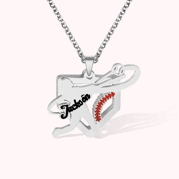 Collier d'Infini avec Prénom Collier de Baseball Cadeau d'Anniversaire Noël pour Amateur de Baseball