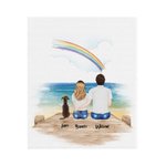 Personalised Rainbow Pet and Couple Back View Soft Blanket with Name Pet Memorial Gift for Pet Lover