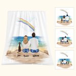Personalised Rainbow Pet and Couple Back View Soft Blanket with Name Pet Memorial Gift for Pet Lover