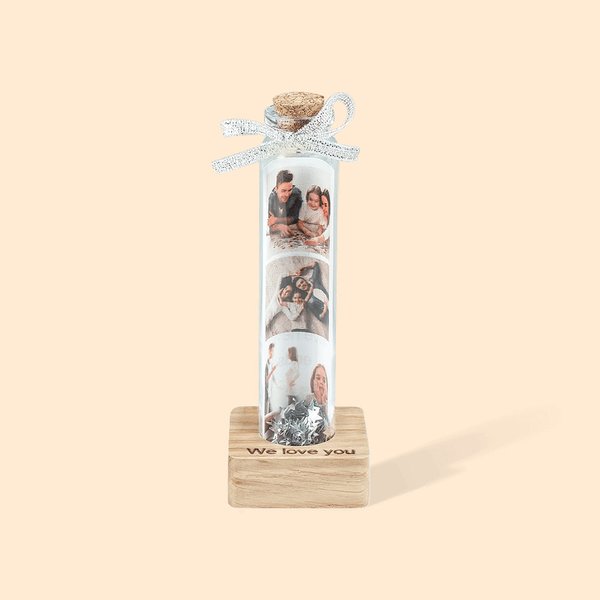 Bouteille de Message Personnalisé avec Photo et Texte Bouteille de Liège en Verre Décoration de Bureau de Maison Cadeau Anniversaire pour Ami Famille