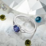 Bague Éternelle Personnalisée avec Pierre de Naissance Cadeau Fête des Mères Valentin Anniversaire pour Elle