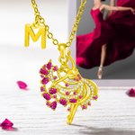 Collier Personnalisé Pierre de Naissance et Initiale Pendentif de Fille à Danse en Argent Sterling Cadeau d'Anniversaire Pour Elle Danseur