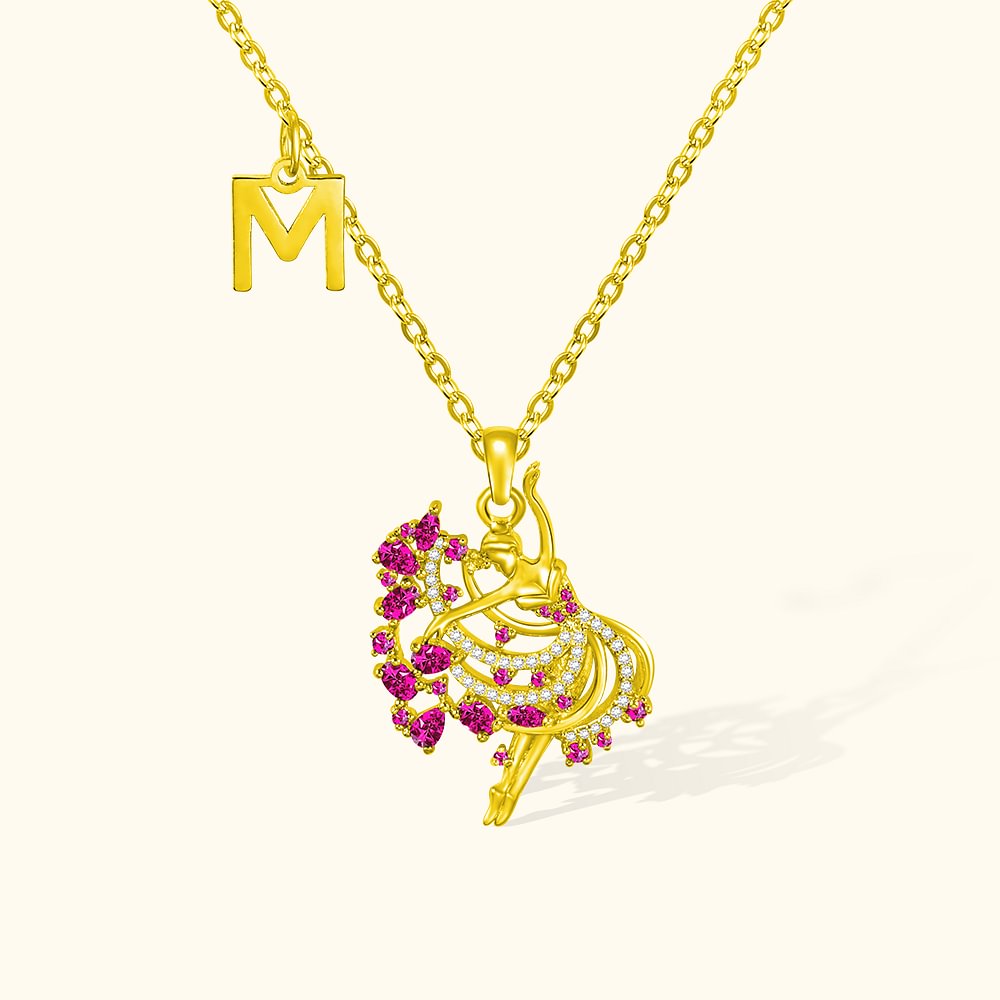 Personalisierte Tanz Mädchen Edelstein Sterling Silber Halskette mit Initialen