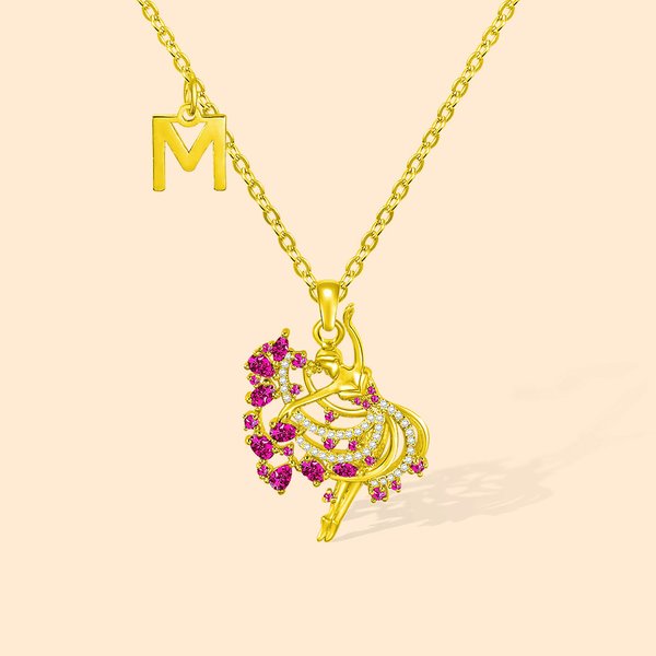 Collier Personnalisé Pierre de Naissance et Initiale Pendentif de Fille à Danse en Argent Sterling Cadeau d'Anniversaire Pour Elle Danseur