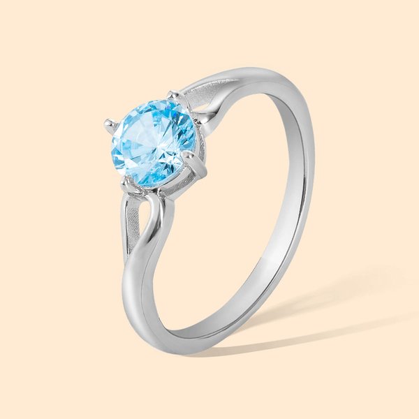 Bague Éternelle Personnalisée avec Pierre de Naissance Cadeau Fête des Mères Valentin Anniversaire pour Elle