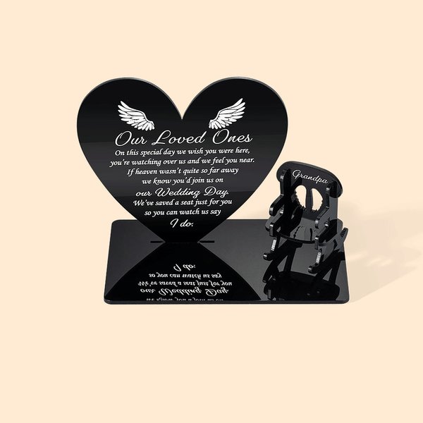 Custom Table Top Plaque centrepiece with Empty Chairs