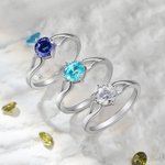 Bague Éternelle Personnalisée avec Pierre de Naissance Cadeau Fête des Mères Valentin Anniversaire pour Elle