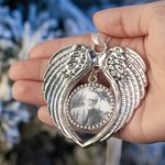 Pendentif Personnalisé avec Photo Forme Ailes d'anges Accessoire Commémoratif Cadeau Noël