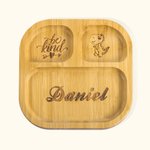Personalised Square Bamboo Suction Plates for Baby