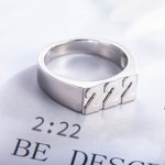 Anillo de sello personalizado con nombre grabado Ángel Número Año Cumpleaños Graduación Regalo para Mujeres Hombres