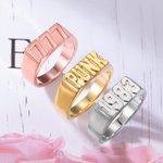 Anillo de sello personalizado con nombre grabado Ángel Número Año Cumpleaños Graduación Regalo para Mujeres Hombres