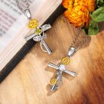 Personligt korshalsband med födelseblomma födelsesten och namn religiöst hänge smycke dop födelsedagspresent för kvinnor