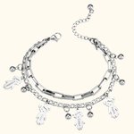 Bracelet à Double Couche Personnalisé avec Nom sur Breloque Cadeau d'Anniversaire pour la Famille ou les Amis