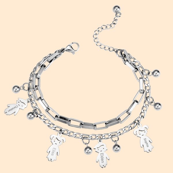Bracciale personalizzato con nome a doppio strato