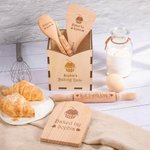 Set de 6 utensilios de cocina de madera personalizados con nombre Regalo de cumpleaños de Navidad para niños