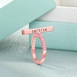 Engraved Bar Ring for Women with Accents