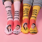 Chausettes Personnalisés avec Noms du Couple Manifestation d'Amour Cadeau d'Anniversaire Saint-Valentin pour Couple