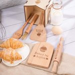 Set de 6 utensilios de cocina de madera personalizados con nombre Regalo de cumpleaños de Navidad para niños