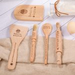 Set de 6 utensilios de cocina de madera personalizados con nombre Regalo de cumpleaños de Navidad para niños
