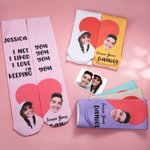 Chausettes Personnalisés avec Noms du Couple Manifestation d'Amour Cadeau d'Anniversaire Saint-Valentin pour Couple