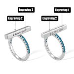 Engraved Bar Ring for Women with Accents