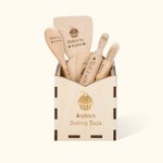 Set de 6 utensilios de cocina de madera personalizados con nombre Regalo de cumpleaños de Navidad para niños