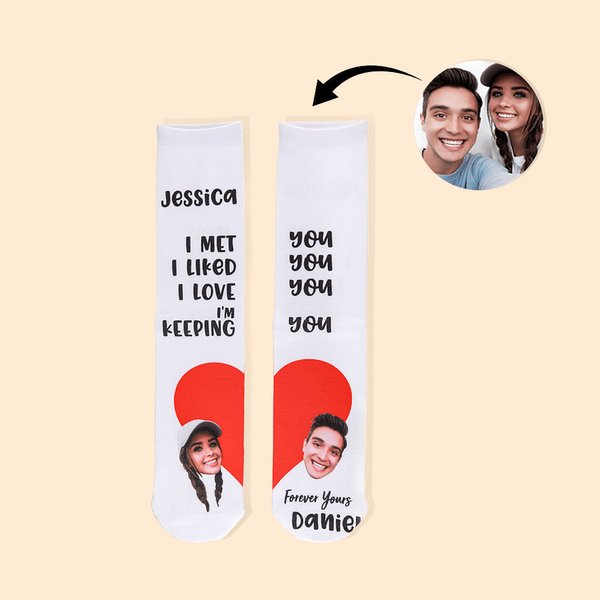 Personalised Multi-colour Couple Funny Face Socks with Love Letter for Valentine's Day Gift