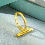 Engraved Bar Ring for Women with Accents