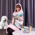Personlig teppe med hette og navn til hund, katt og katt med foto Bursdagsgave til hundemor som elsker kjæledyr