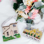 Ornamento personalizado hecho a mano en 3D modelo de casa familiar con texto regalo de inauguración de la casa para amigo de la familia