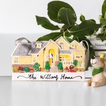 Ornamento personalizado hecho a mano en 3D modelo de casa familiar con texto regalo de inauguración de la casa para amigo de la familia