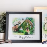 Portrait de maison personnalisé Peinture aquarelle Cadeau pour pendaison de crémaillère