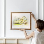 Portrait de maison personnalisé Peinture aquarelle Cadeau pour pendaison de crémaillère
