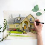 Portrait de maison personnalisé Peinture aquarelle Cadeau pour pendaison de crémaillère