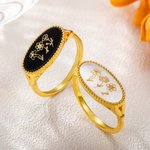 Personalizzato 1-4 inciso conchiglia agata nera nascita fiori anello ovale compleanno festa della mamma regalo per lei