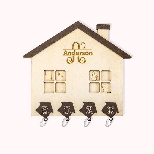 Personalized Wall Key Holder Entryway Organizer