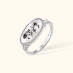 Personalizzato 1-4 inciso conchiglia agata nera nascita fiori anello ovale compleanno festa della mamma regalo per lei
