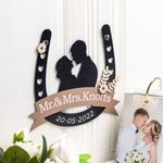 Décoration murale personnalisée en forme de fer à cheval avec silhouette de tête pour couple