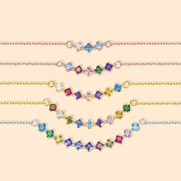 Collar personalizado con múltiples piedras de nacimiento