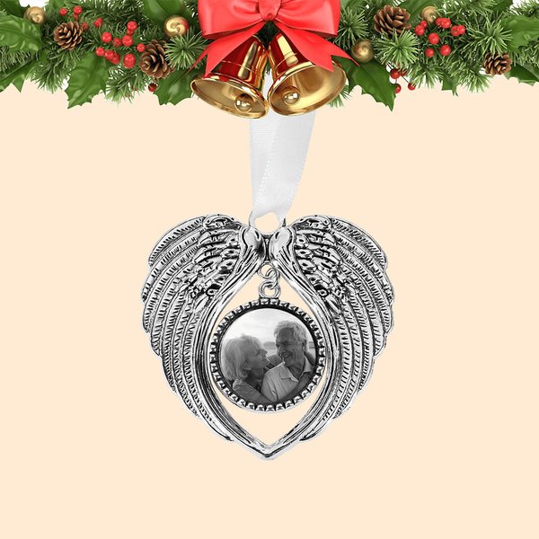 Custom Angel Wings Photo Memorial Pendant for Christmas