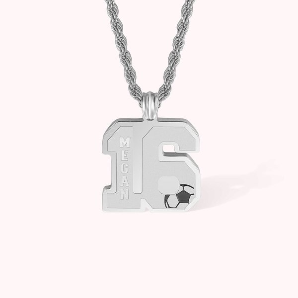 Custom Soccer Number Necklace with Name