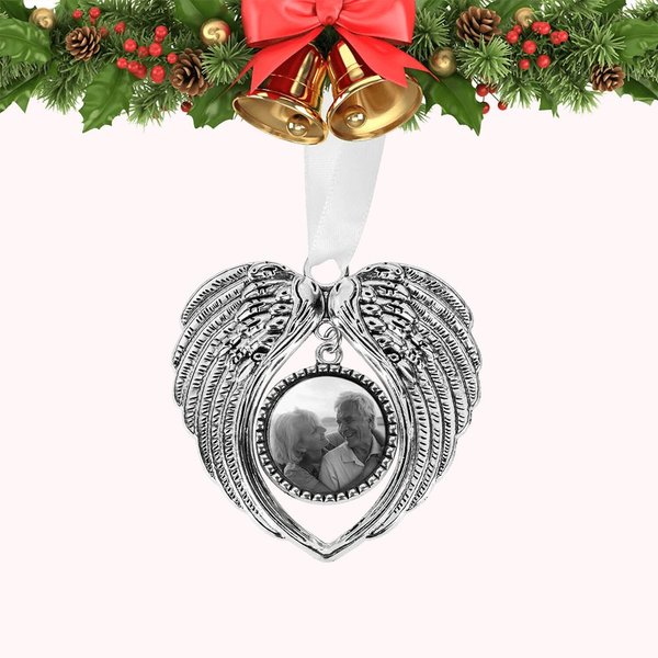 Custom Angel Wings Photo Memorial Pendant for Christmas