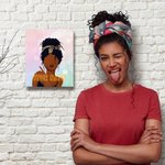 Personnalisé Toile Peinture Décorative Fille Cheveux bouclés Sans cadre