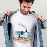 T-shirt Commémoratif Personnalisé avec Vue de Dos d'un Animal de Compagnie et d'un Couple Cadeau d'Anniversaire St Valentin pour Couple