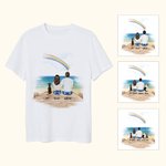 T-shirt Commémoratif Personnalisé avec Vue de Dos d'un Animal de Compagnie et d'un Couple Cadeau d'Anniversaire St Valentin pour Couple