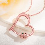 Gepersonaliseerde Geboortesteen Ketting met Hart Hanger & Naam Bedels voor Mama