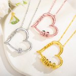 Gepersonaliseerde Geboortesteen Ketting met Hart Hanger & Naam Bedels voor Mama